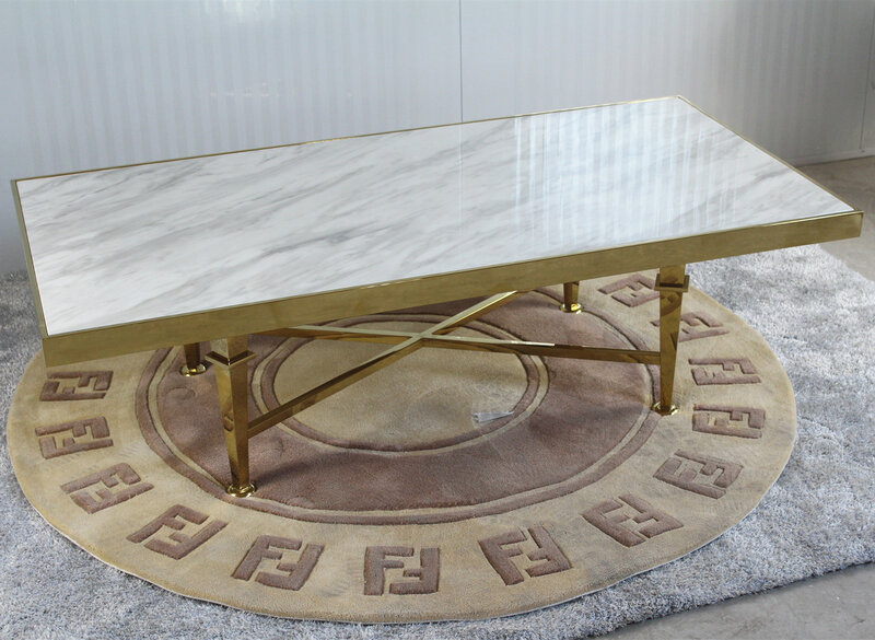 Luxus wohnzimmer kaffee tische möbel originalität glanz gold edelstahl rahmen marmor top Kaffee tisch für wohnzimmer