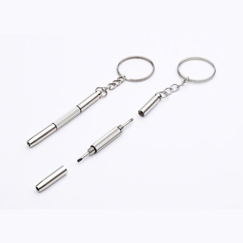 Multifunction 3 in 1 Metal Mini Screwdriver Keychain for Key Ring Flat for Head