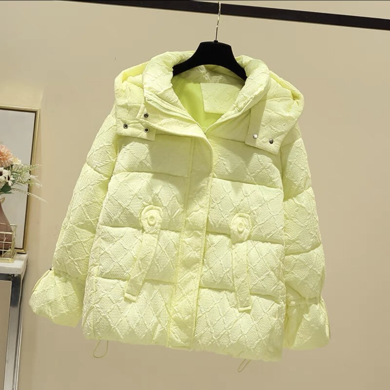 Casaco de algodão monocromático para mulheres, simples e versátil, streetwear versátil, capuz impermeável, outwear Harajuku, casaco quente, alta qualidade, inverno