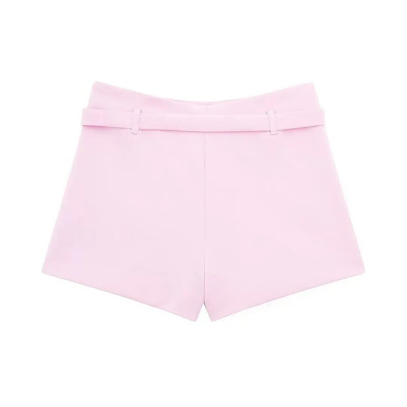 Women's 2024 New Chic Fashion With Belt Slim Fit Wide pleated Shorts Skirts Retro High Waist Side Zipper Female Skirts Mujer