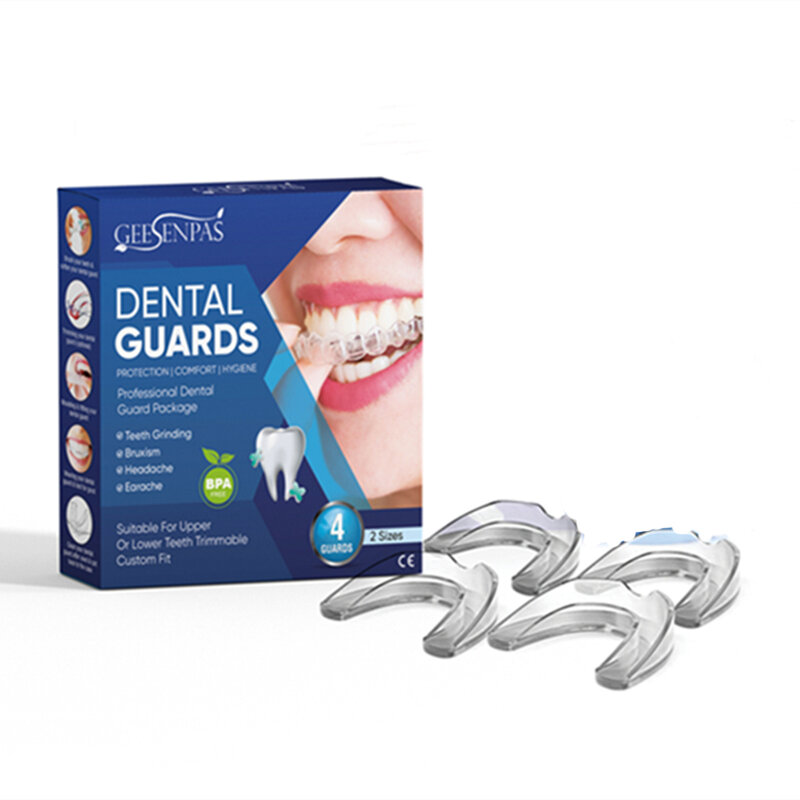 4 Buah/Boks Anti Mendengkur Mouthpiece Bahan Silikon 2 Biasa + 2 Besar Mencegah Gigi Menggiling dan Mengurangi Mendengkur Perangkat Anti-mendengkur
