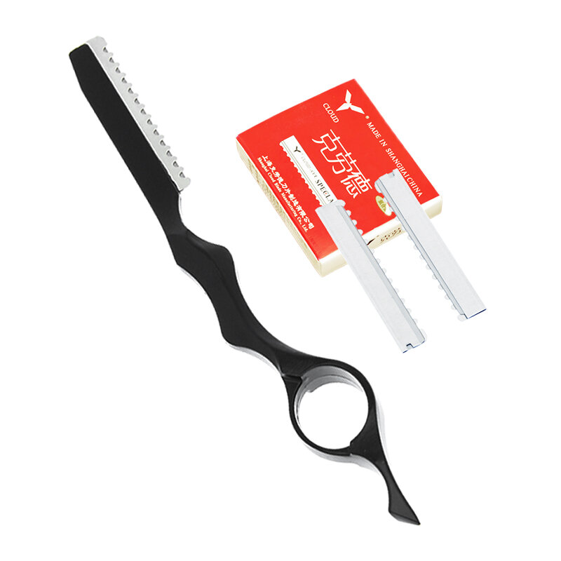 Meisha 1pcs Sharp Hair Thinning Razors 10pcs Blades Steel 440C Hair Removal Cut Knife Hairdressing Tools Home DIY Razors C0001A