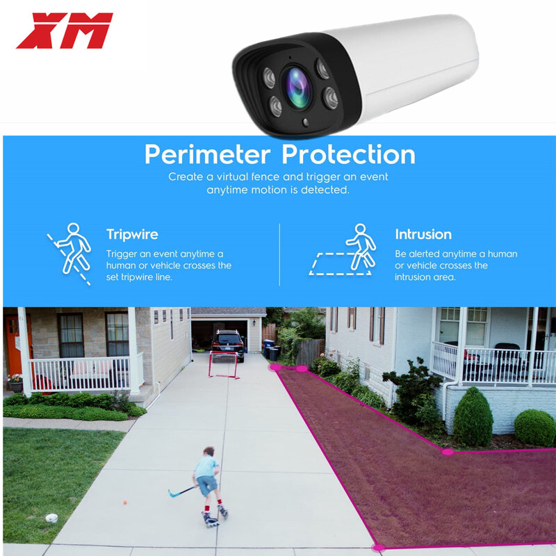 야외 3mp AI IP 카메라 POE 방수 H.265 보안 감시 비디오 CCTV 카메라, NVR 용 오디오 IR 휴머노이드 감지