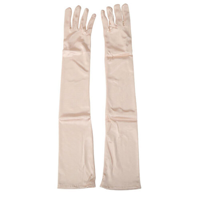 Женские вечерние деловые перчатки 2024, однотонные атласные Длинные Варежки с пальцами, перчатки для передних отверстий, красного, белого и розового цвета