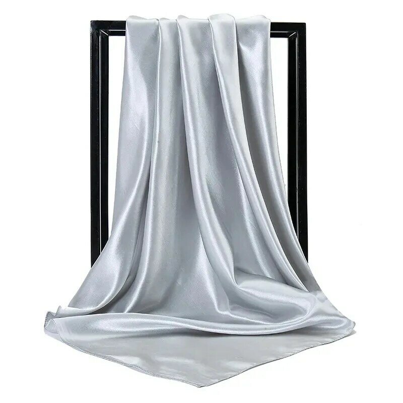 Новое сатиновое женское однотонное платок из искусственного шелка Монохромное профессиональное квадратное полотенце стюардесс