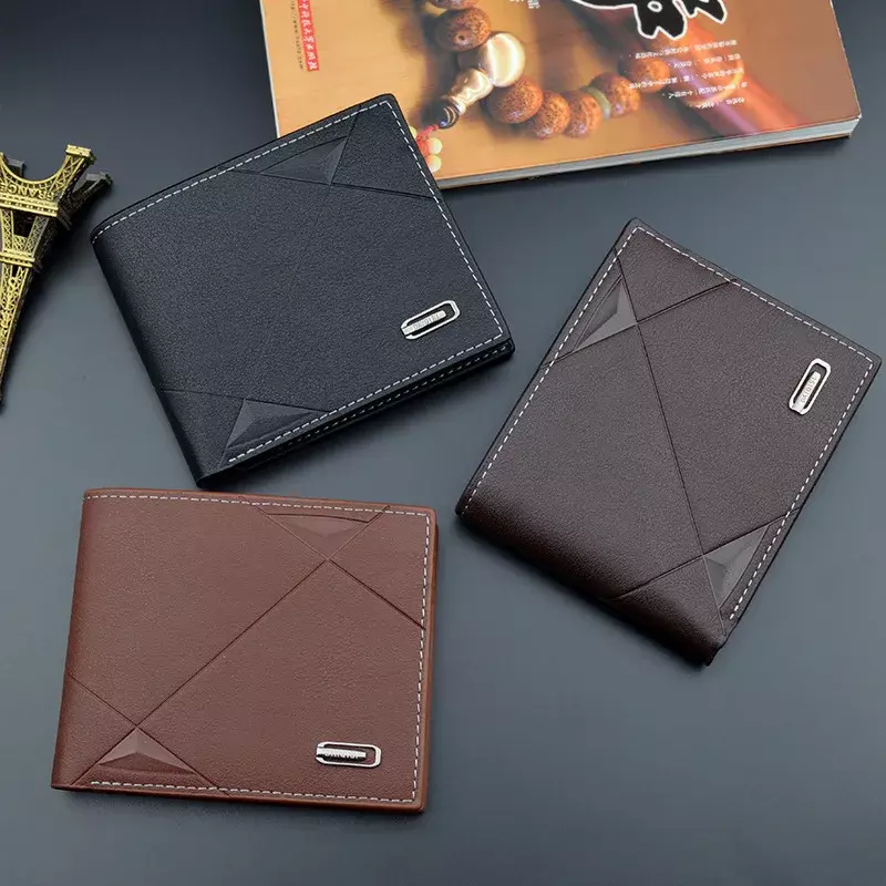 남성용 얇은 3 중 수평 소프트 지갑, 멀티 카드 동전 지갑, 패션 캐주얼 지갑, 남성용 PU 지갑, 2021 신제품