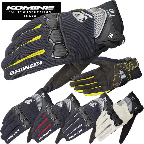 Komine ถุงมือมอเตอร์ไซด์ GK ถุงมือรถจักรยานยนต์ป้องกันแบบตาข่ายสำหรับ3D ฤดูร้อน162