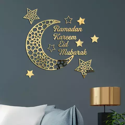 Akryl 13 sztuk Eid Mubarak naklejka ścienna islamskie muzułmańskie dekoracje świąteczne dla domu Ramadan Mubarak Decor 2022