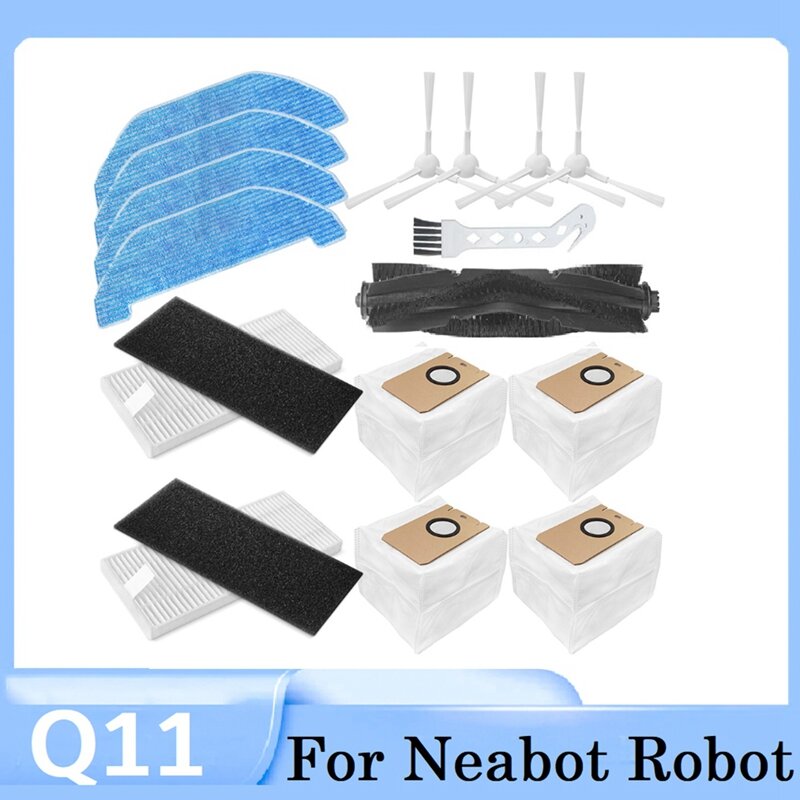 ترقية وظيفية! 16 قطعة ل Neabot Q11 جهاز آلي لتنظيف الأتربة اكسسوارات الرئيسية الجانب فرشاة ممسحة القماش HEPA تصفية كيس لجميع الغبار استبدال أجزاء