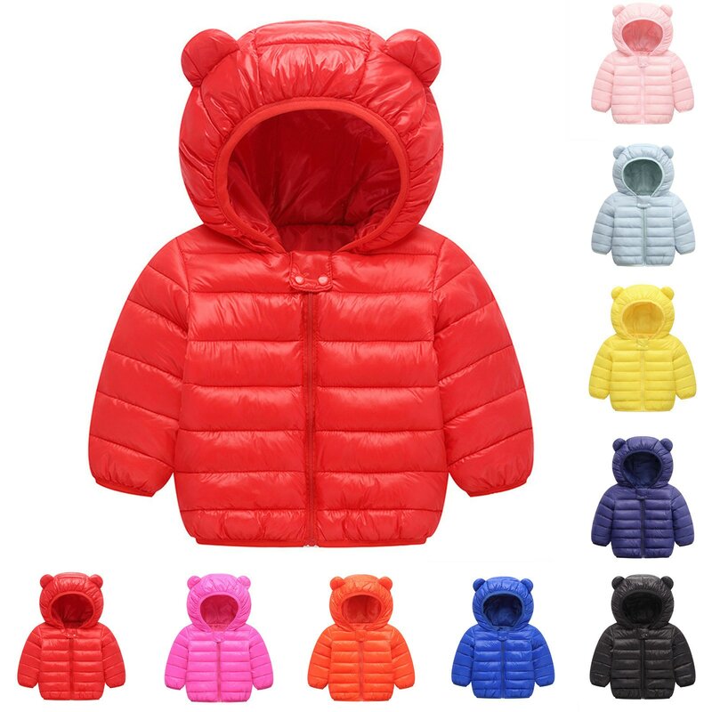 Cute neonate vestiti invernali bambini piumini leggeri con cappuccio per l'orecchio giacca primaverile per bambina abbigliamento per bambini per ragazzi cappotto