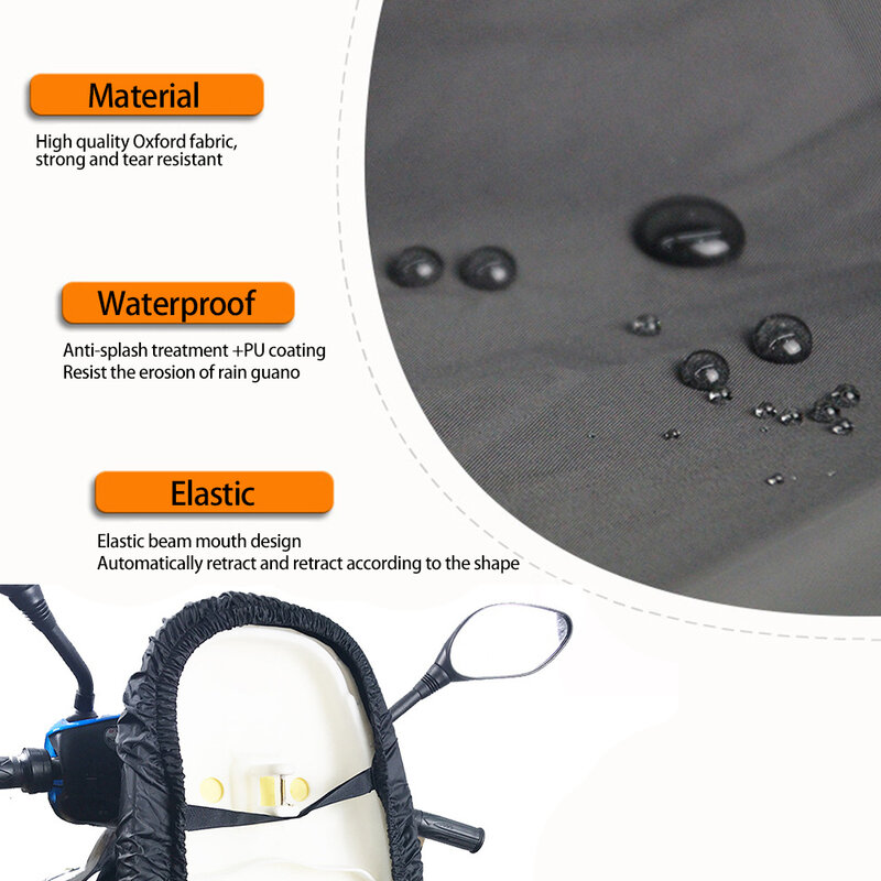 Coprisedile antipioggia per moto coprisella impermeabile flessibile universale nero 210D Dust UV Sun seed Protect accessori per moto