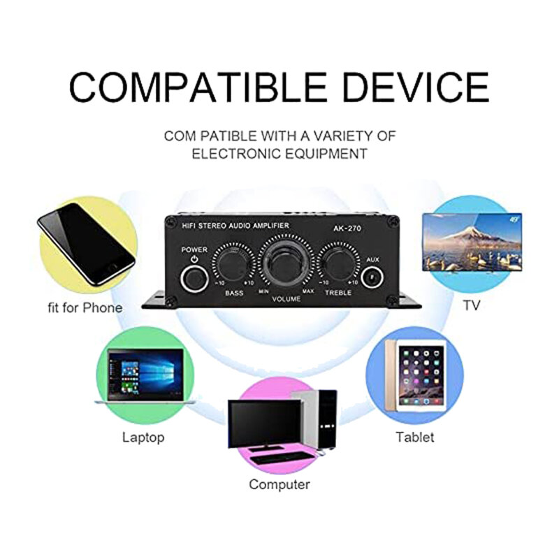 Power Amplifier Audio Karaoke Home Theater Amplifier 2 Channel Class D Amplifier USB/SD AUX Input