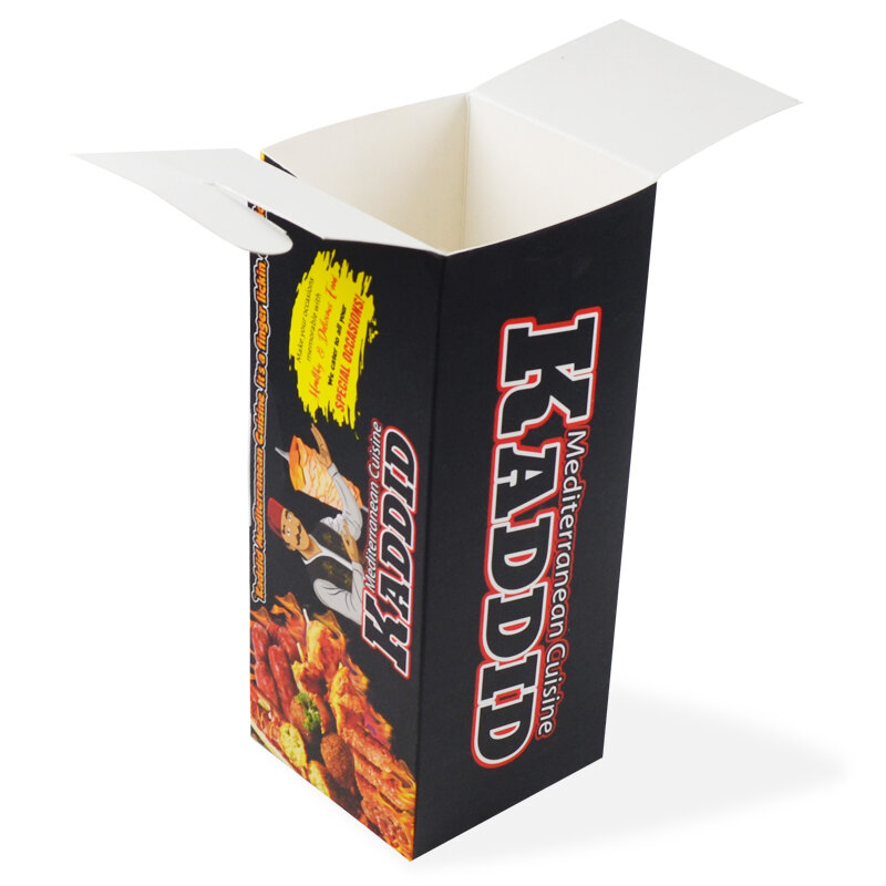 Caja de papel de embalaje para perros calientes, producto personalizado impreso, grado alimenticio, venta