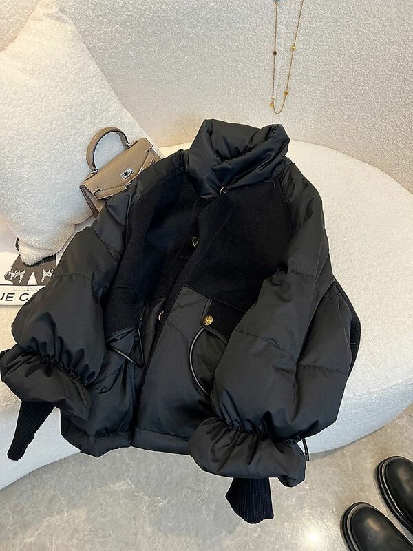 여성용 겨울 코트, Y2K 레트로 한국 스타일 의류, 겉옷, 빈티지 블레이저 재킷, 따뜻한 코튼 코트, 상의