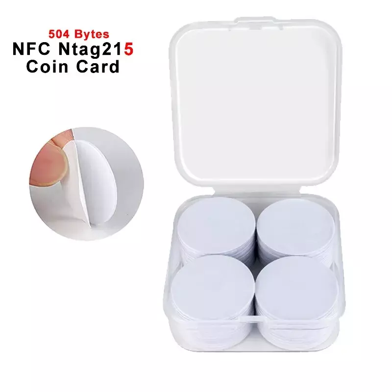 20 szt. 50 szt. 13.56MHz Ntag215 NFC karty samoprzylepne z podkładem 504 bajty ISO/14443 25mm wodoodporną etykietą 215 PVC