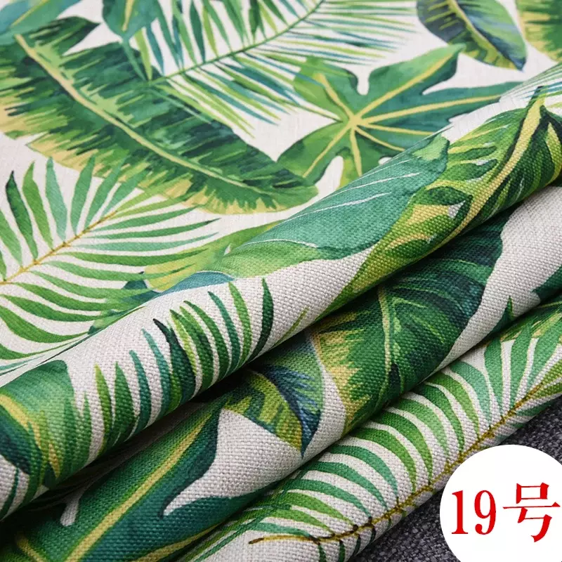 Printed Cotton Linen Fabric By The Meter for Ttablecloth Sofa Covers Curtain Decorative Diy Sewing Thickened Coarse Cloth Plants
