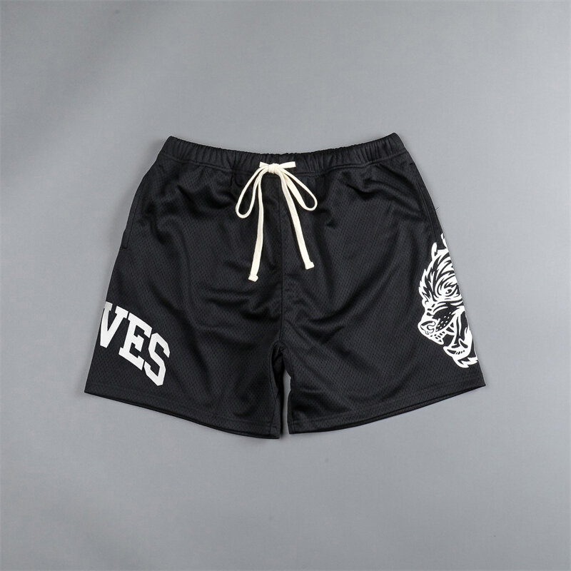 Wolves Breathable Mesh Shorts Men Quick Dry Sportswear Gym Fitness Summer Workout Male Joggers Brand Bottoms