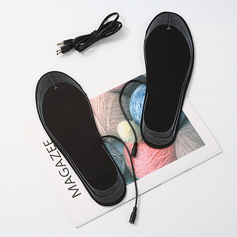 แผ่นรองรองเท้าให้ความร้อนแบบ USB 1คู่แผ่นรองให้ความอุ่นเท้าแผ่นรองถุงเท้าสำหรับกีฬากลางแจ้งพื้นรองเท้าสำหรับฤดูหนาว