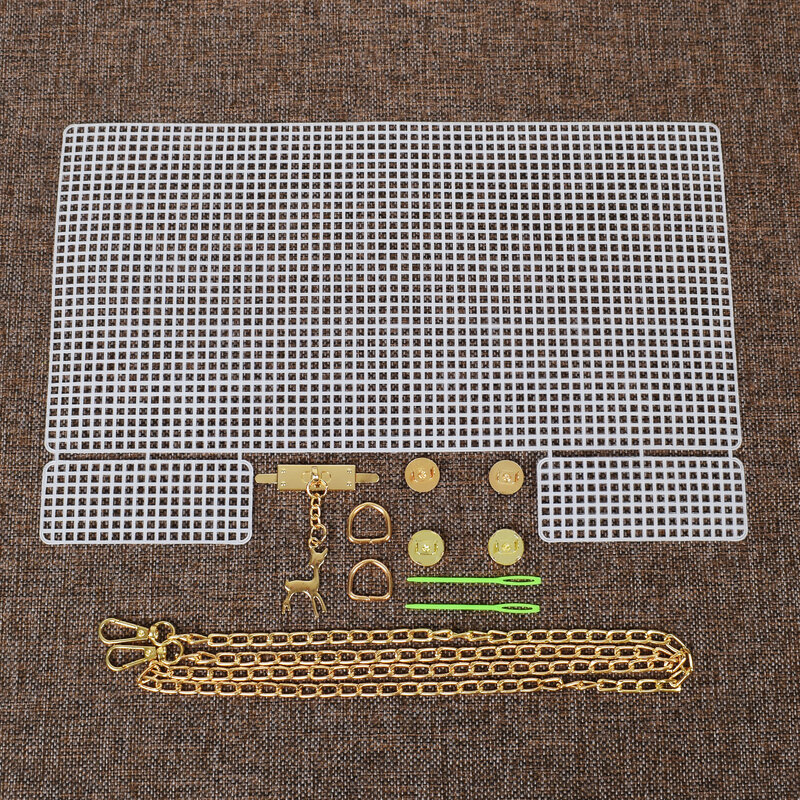 Kit de malla de plástico auxiliar para tejer, accesorios de bolsa DIY, ayudante de tejido, cubierta de red blanca para bolso de mano de plástico hecho a mano, 6 unids/set