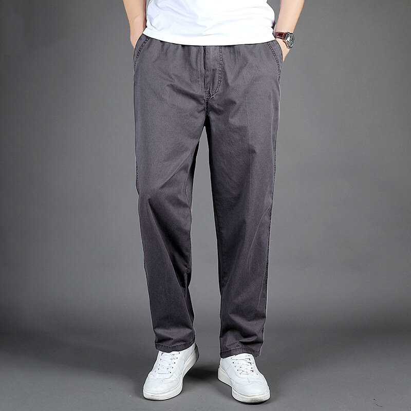Pantalones Cargo de pierna recta para hombre, pantalón de trabajo, holgado, de algodón, informal, militar, color negro, talla grande 6XL