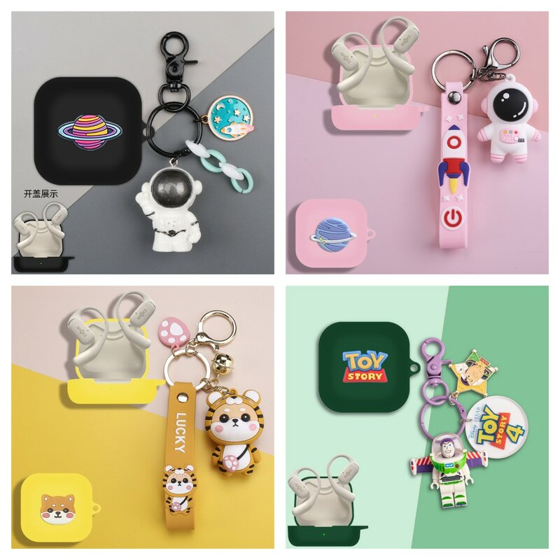 Cute Cartoon Planet Astronaut Soft Silicone Earphone Protective Case for Shokz Open Fit Headphone Cover with Lovely Pendant