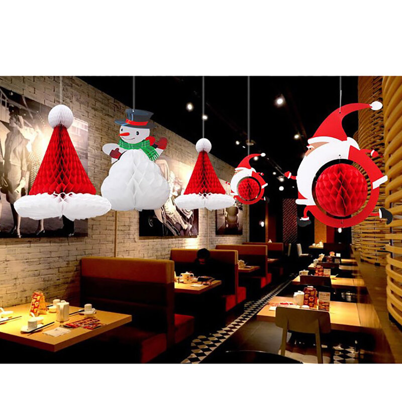 1 шт. сотовый шар, Рождественская шапка, подвеска, подвеска на рождественскую елку, детские рождественские украшения для новогодней сцены, рождественские украшения
