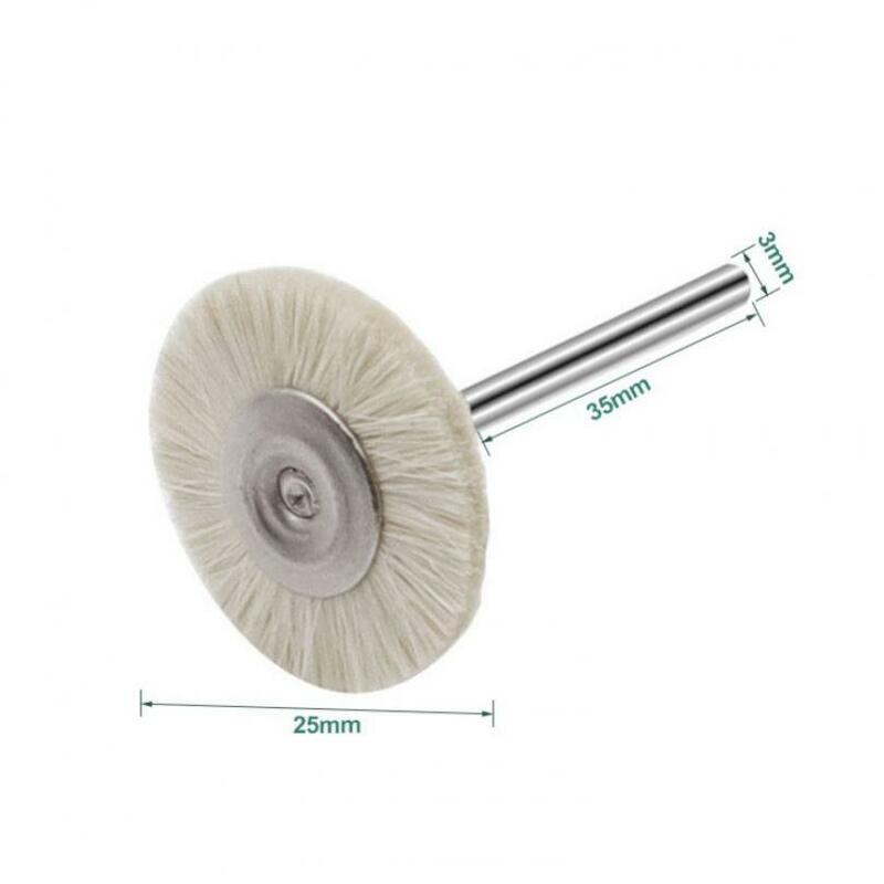 1pcs t-tipo algodão de feltro de lã branca montado polimento mini escova kit com 3mm haste para polimento jade/relógio/prata jóias