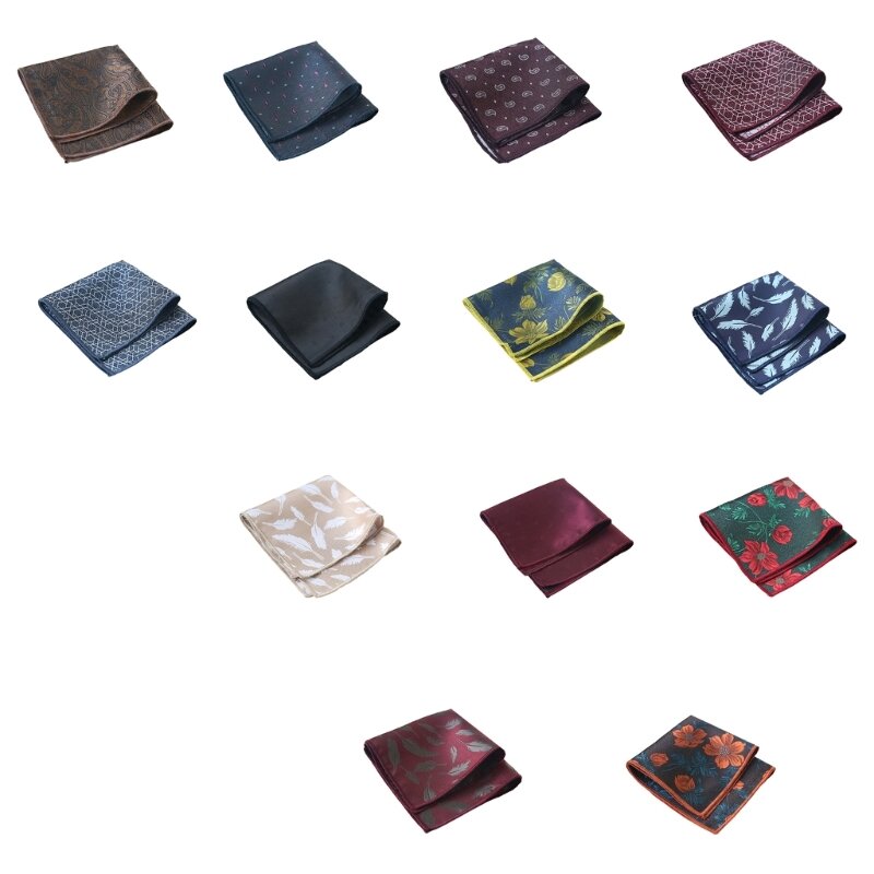 Kleurrijke zakdoeken voor mannen, polyester bloemenpatroon, superzachte wasbare zakdoeken, borsthanddoek, zakdoeken