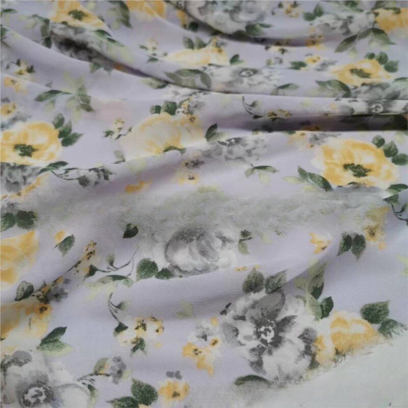 Printed Pearl Chiffon Fabric Twisted Vertical Smooth Diy Hand Sewing Polyester Fashion