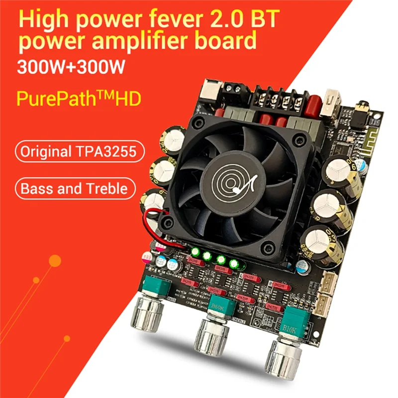 -Placa amplificadora de potencia Digital con Bluetooth 3002T, preamplificador HiFi estéreo de 2,0 canales, 300 wx2, TPA3225, Subwoofer-B