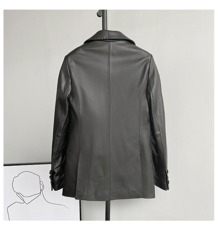 AYUNSUE 100% Genuine Sheepskin Jacket 2023 Korean Fashion Leather Blazer Women Real Leather Jackets and Coats Women Clothes SGG