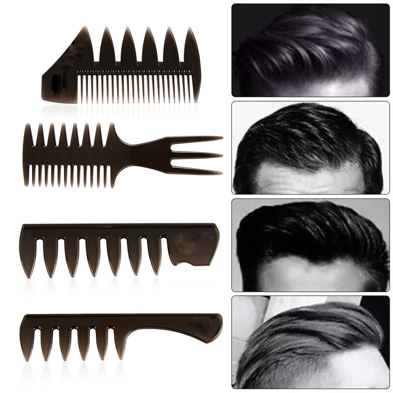 Cepillo de pelo de dientes anchos para hombre, horquilla, peine, cepillo de peluquería, herramienta de estilismo para barbería, accesorio de peluquería Afro, 2022