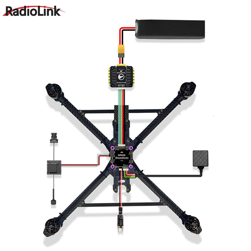 Radiolink CrossRace 12CH Output Flight Control combina APM e Betaflight modulo OSD spina di trasmissione DJI/Caddx HD integrata