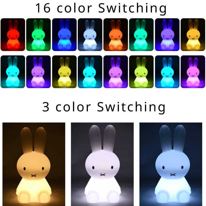 Rabbit Mood Light 80CM 16 Color Band Remote Control USB Charging Decoration Bedroom Bedside Light Children's Birthday Gift