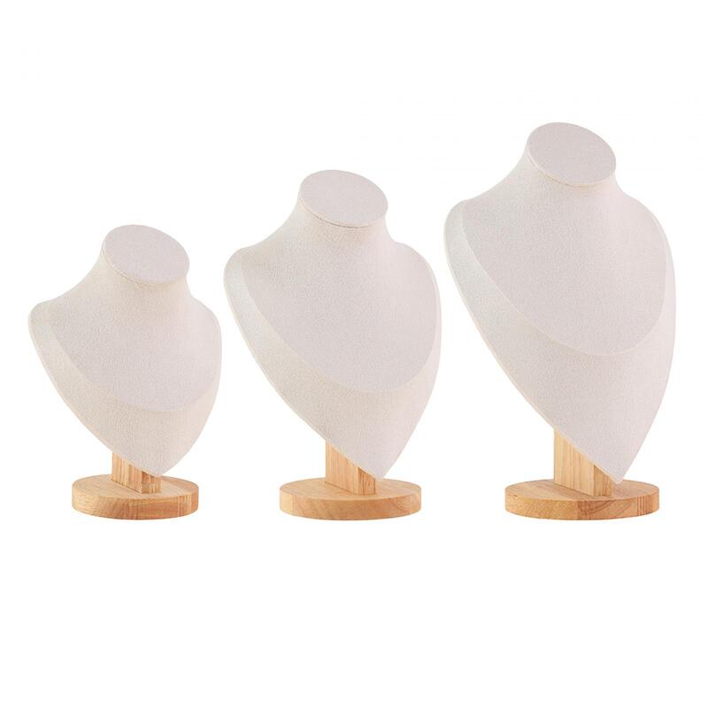 Jewelry Display Mannequin Bust Model Wooden Base Stable Necklace Stand for Galleries Showroom Dresser Chain Necklace Photography