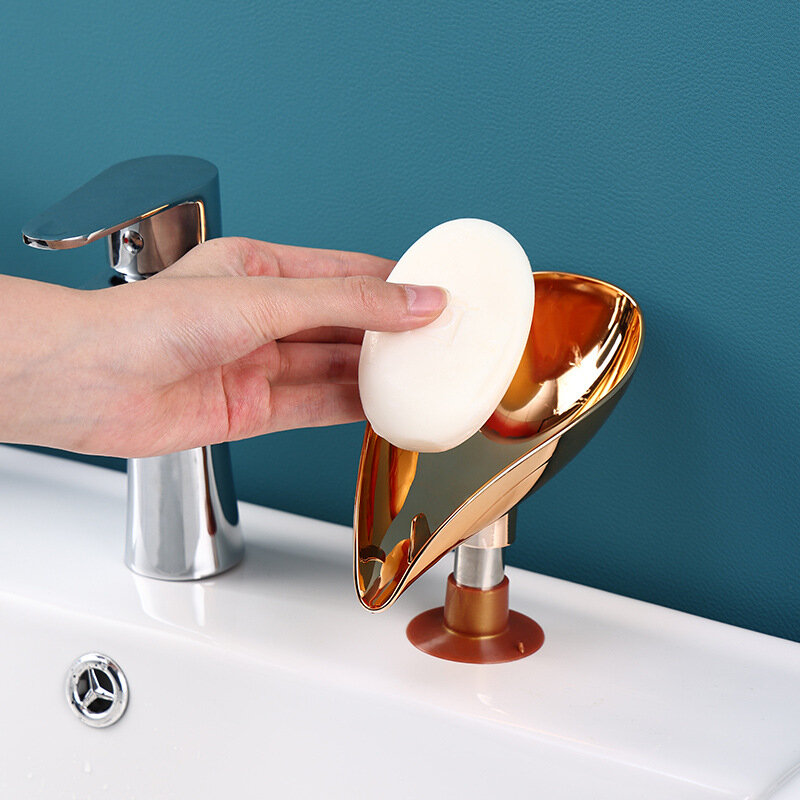 Luksusowy złoty liść kształt mydelniczka mydelniczka styl skandynawski akcesoria łazienkowe toaleta mydło do prania mydelniczka taca gadżety