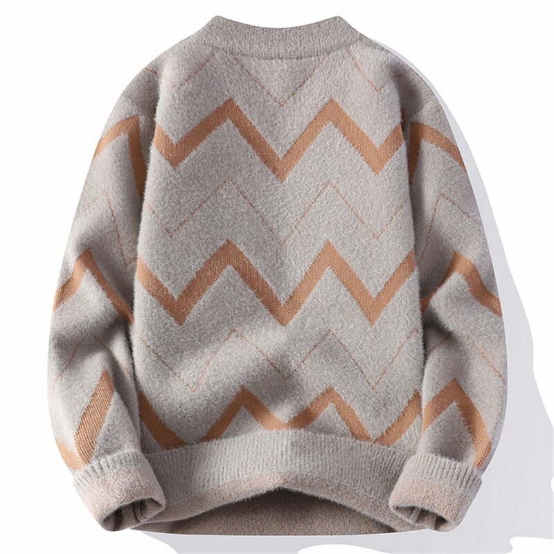 Jesienno-zimowy sweter męski na co dzień słodkie swetry z okrągłym dekoltem sweter z dzianiny z długim rękawem
