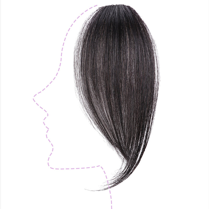 Synthesis peluca flequillo de parte media extensiones de cabello Clip en la frente Natural sin costuras flequillo oblicuo francés flequillo de ocho caracteres Ext
