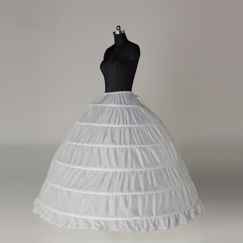 بيتيكوات زفاف كرينولين 6 أطواق ، أسود وأبيض ، فستان طويل بثوب ، تنورة تحتية نصف زلات ، إكسسوارات زفاف