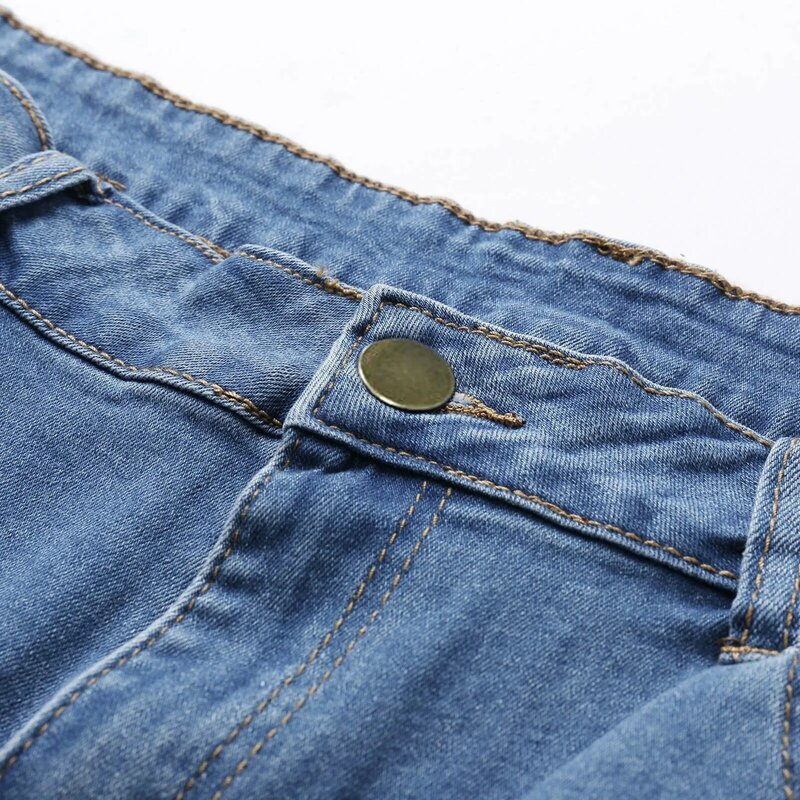 Szorty damskie letnie uniwersalne jeansowe spodnie z nogawkami do polowy łydki z modą w stylu Streetwear z wysokim stanem prosty otwór z wyrywaniem dżinsowych szortów