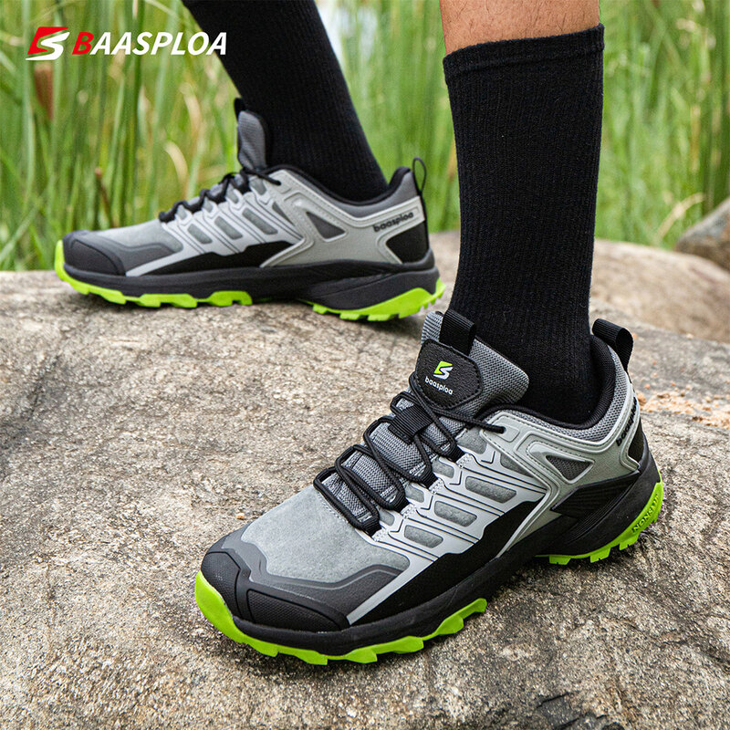 Baasploa 2023 جديد للرجال أحذية المشي لمسافات طويلة أحذية السلامة في الهواء الطلق مقاوم للماء المضادة للانزلاق حذاء رياضة مقاومة للاهتراء أحذية رياضية موضة الذكور