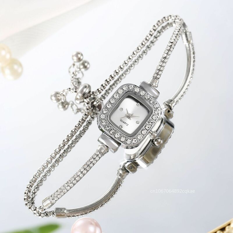 여성용 럭셔리 팔찌 시계, 다이아몬드 크리스탈 시계, 패션 쿼츠 스테인레스 스틸, 우아한 손목 시계, Reloj Mujer