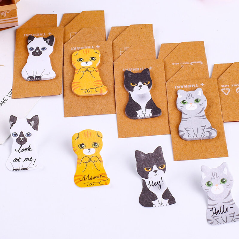 Cute Black Cat Sticky Notes, 3D Memo Pads, Cute Post Notepads, Papelaria estética, Índice Bookmark, Kawaii, Lovely, 25 Sheets in Box