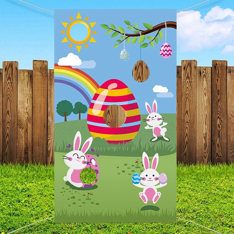 Bandera de juego de lanzamiento de Pascua, Bandera de conejo, pancarta temática de conejito, pancarta de lanzamiento de bolsa de frijol, Carnaval, juguetes para niños