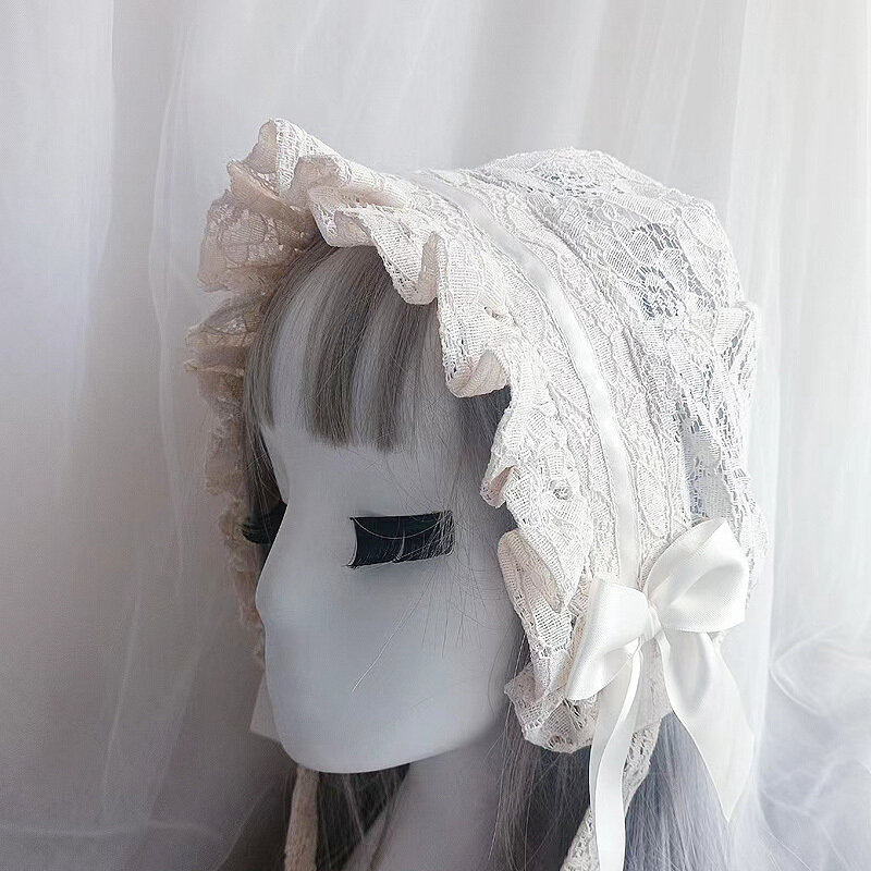 Sombrero de encaje ajustable Retro para mujer, gorro suave de estilo victoriano, sombrero de mucama, accesorios de disfraz de Lolita