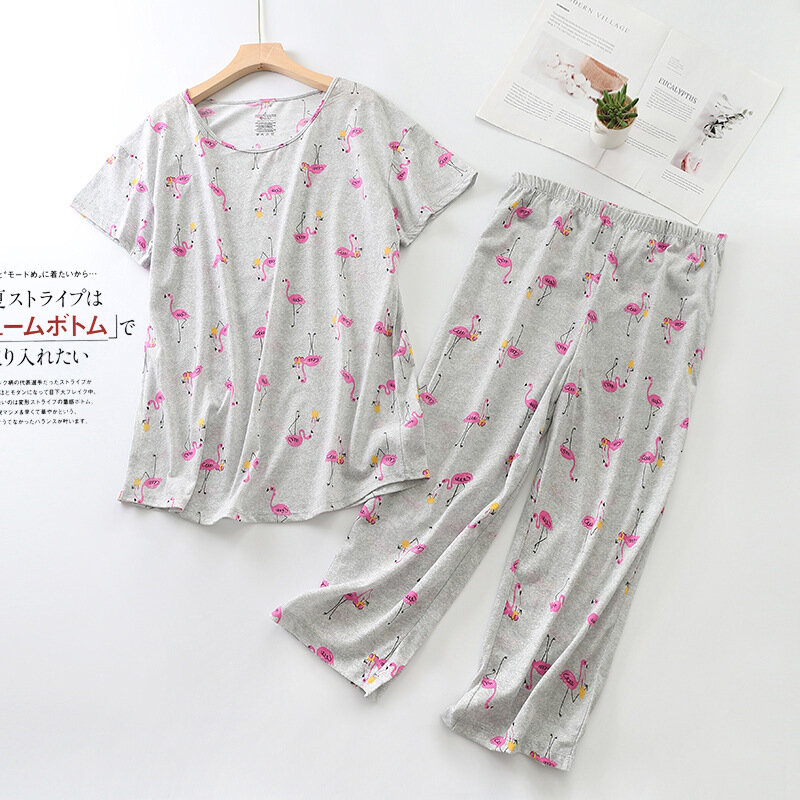 Женский пижамный комплект из двух предметов, топ и брюки-Капри, пижамный комплект, пижама для женщин, комплект Капри ouc273