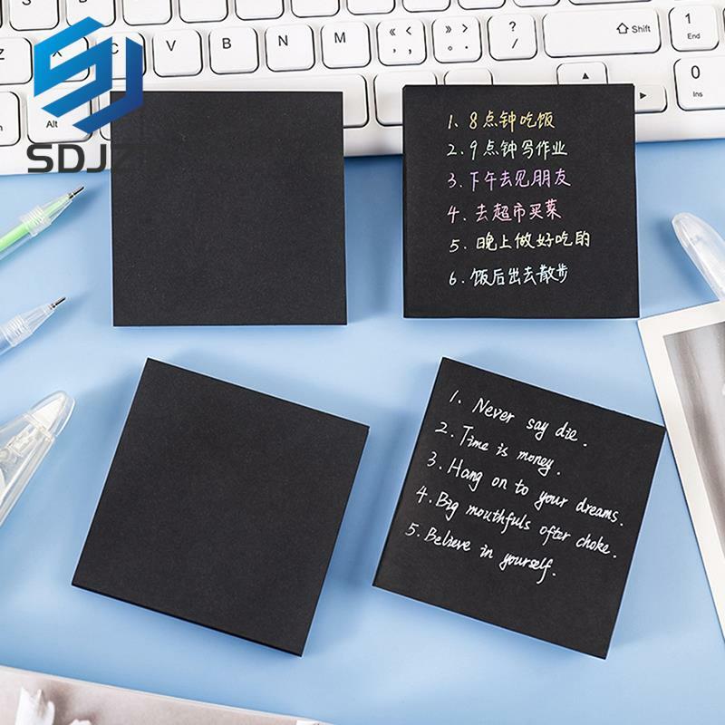 50 fogli di colore nero note adesive blocco note autoadesivo carta adesiva segnalibro punto carta regalo cancelleria creativa 76*76cm