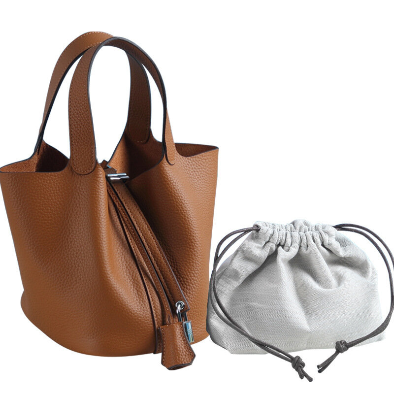 Bolso clásico de cuero genuino para mujer, bolsa de mano de alta calidad, con asa superior, a la moda