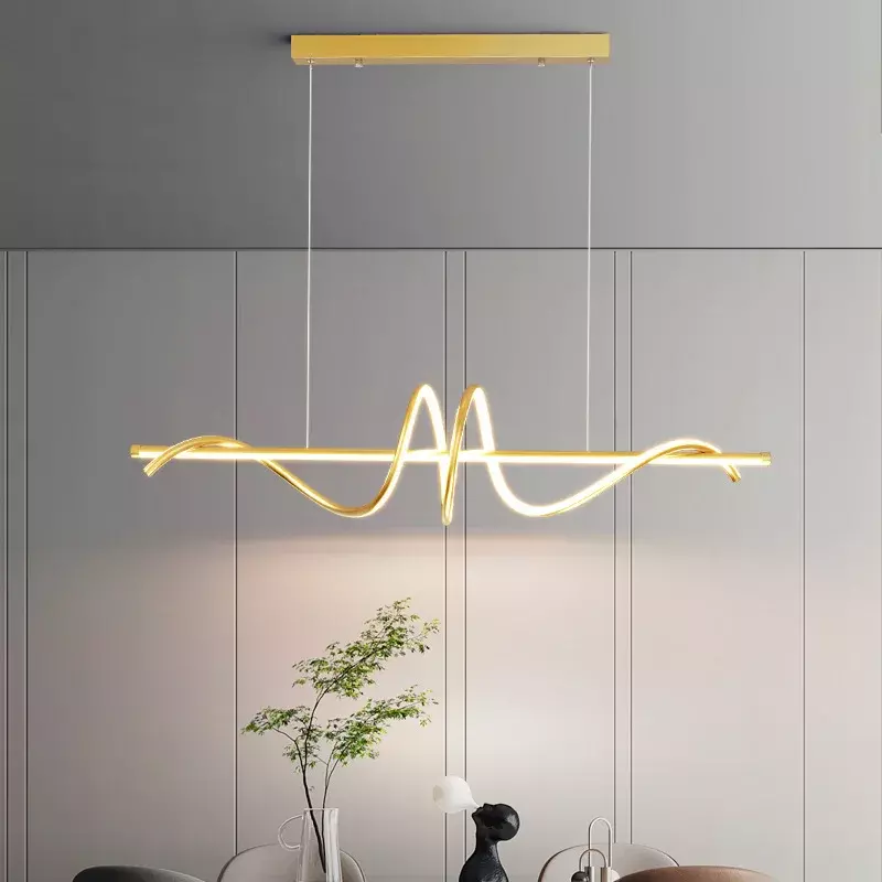2023 New Curved Dining Desk Led Pendant Lamp Nordic Modern Simple Kitchen Bar Chandelier Creative Cabinet Decor Lighting Fixture