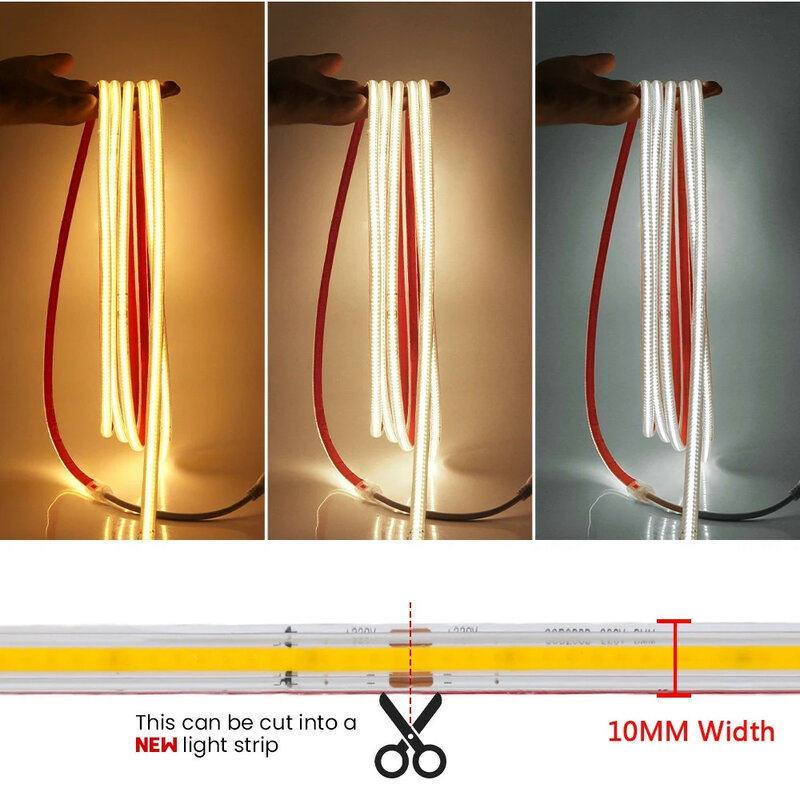 スイッチ付き防水丸型LEDストリップライト,高密度,EU,220V,1m, 2m